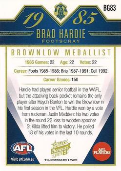 2015 Select AFL Honours Series 2 - Brownlow Gallery #BG83 Brad Hardie Back